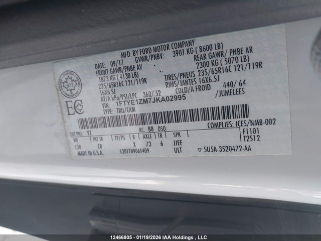 1FTYE1ZM7JKA02995 Ford Transit T-150