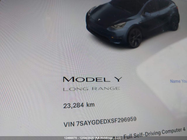 7SAYGDEDXSF296959 Tesla Model Y Long Range