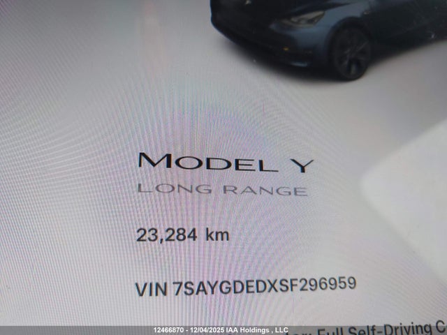 7SAYGDEDXSF296959 Tesla Model Y Long Range