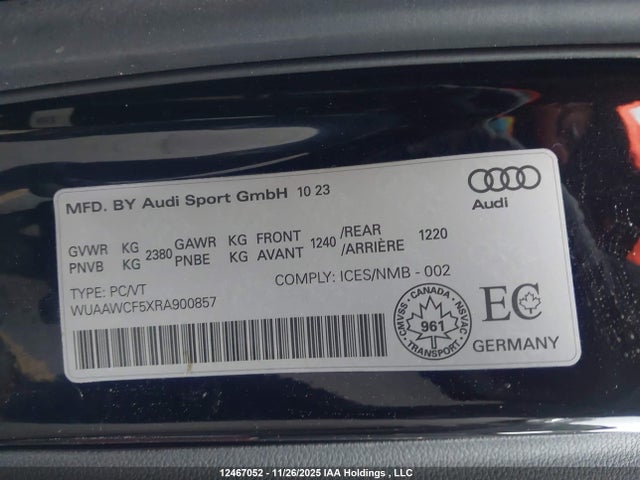 WUAAWCF5XRA900857 Audi RS5