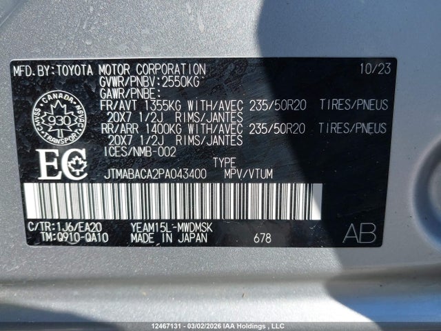 JTMABACA2PA043400 Toyota Bz4x Xle/limited