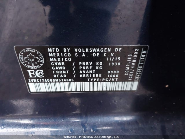 3VWC17AU6GM514685 Volkswagen Golf Sportwagon 1.8 Tsi Comfortline/1.8 Tsi Highline/1.8 Tsi Trendline