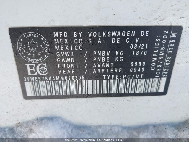 3VWE57BU4MM076305 Volkswagen JETTA SEL