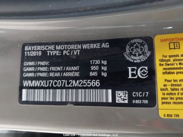 2020 Mini 5 Door Cooper მანქანა იყიდება აუქციონზე, vin: WMWXU7C07L2M25566, აუქციონის ნომერი: 12467226