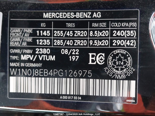 12467367 :رقم المزاد ، W1N0J8EB4PG126975 vin ، 2023 Mercedes-benz Glc 300 Coupe 4matic مزاد بيع