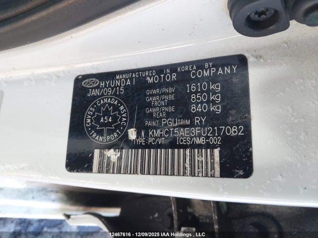 Aukcja sprzedaży 2015 Hyundai Accent Gl, vin: KMHCT5AE3FU217082, numer aukcji: 12467616