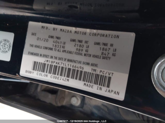 JM1BPAK71L1166496 Mazda 3 Gx