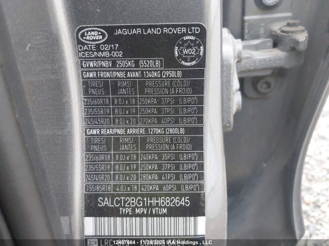 SALCT2BG1HH682645 Land Rover gtdi lev3 sulev30