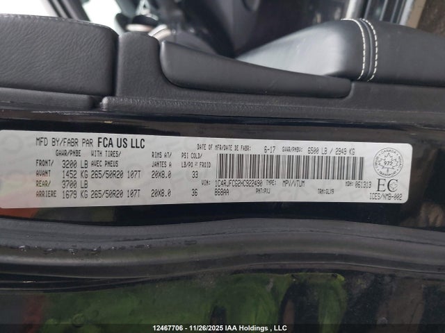 1C4RJFCG2HC922490 Jeep Grand Cherokee Overland