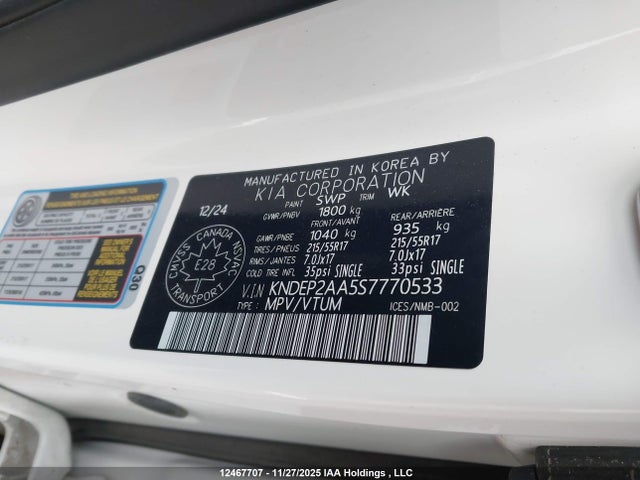Продажа на аукционе авто 2025 Kia Seltos Lx, vin: KNDEP2AA5S7770533, номер лота: 12467707