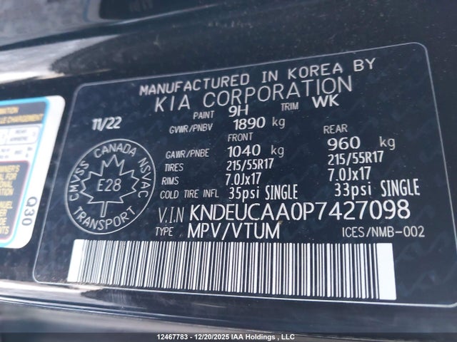 Продаж на аукціоні авто 2023 Kia Seltos, vin: KNDEUCAA0P7427098, номер лоту: 12467783
