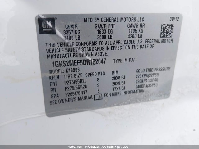 Продаж на аукціоні авто 2013 Gmc Yukon Xl 1500 Denali, vin: 1GKS2MEF5DR182047, номер лоту: 12467798