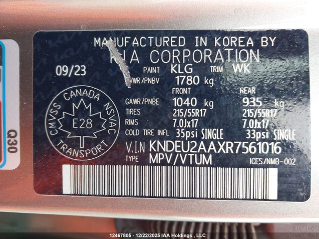 Aukcja sprzedaży 2024 Kia Seltos, vin: KNDEU2AAXR7561016, numer aukcji: 12467805