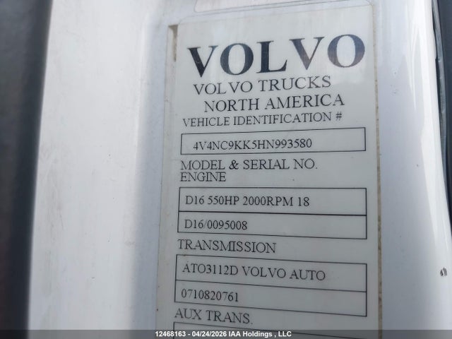 4V4NC9KK5HN993580 Volvo VNL