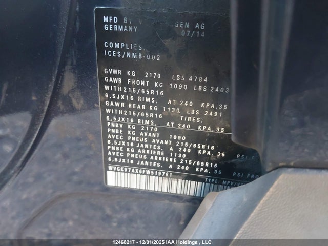 WVGKV7AX6FW519781 Volkswagen TIGUAN S
