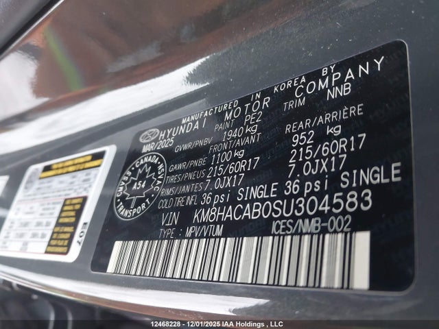 Aukcja sprzedaży 2025 Hyundai Kona Essential Awd, vin: KM8HACAB0SU304583, numer aukcji: 12468228