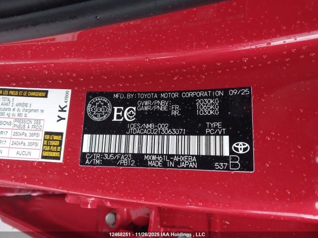 JTDACACU2T3063071 Toyota Prius Se/xse/xse Premium/night Shade