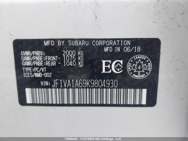 Subaru dib 2019 JF1VA1A69K9804930 Image 9