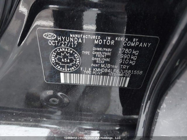 KMHD84LF6JU581558 Hyundai ELANTRA GL