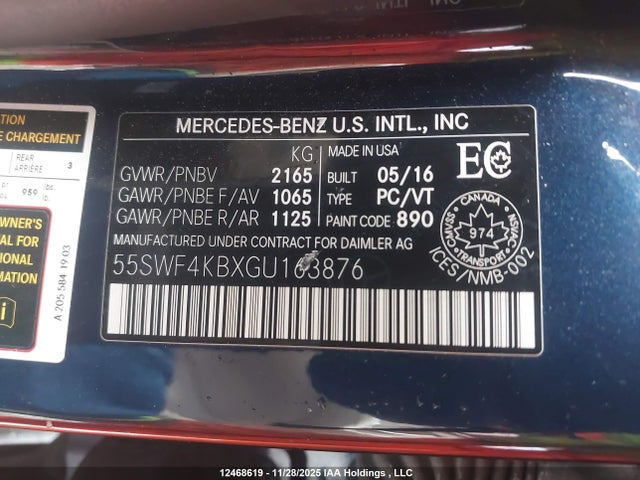 55SWF4KBXGU163876 Mercedes-Benz C 300 4matic