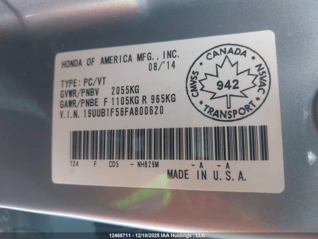 19UUB1F56FA800620 Acura TLX TECH