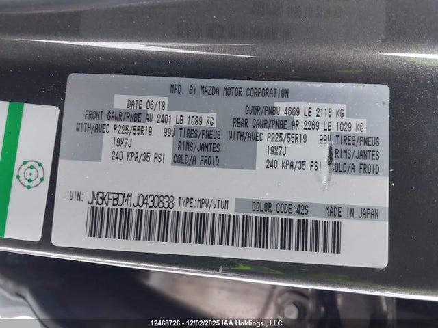 JM3KFBDM1J0430838 Mazda Cx-5 Grand Touring