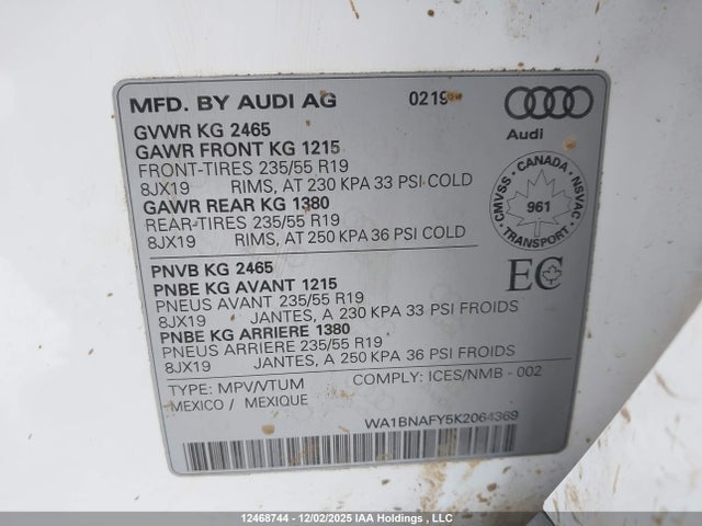 WA1BNAFY5K2064369 Audi Q5 Premium Plus