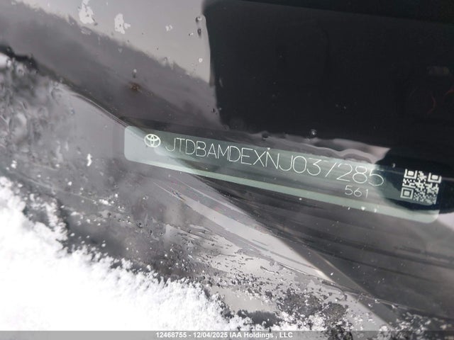 12468755 :رقم المزاد ، JTDBAMDEXNJ037285 vin ، 2022 Toyota Corolla Hybrid Base W/li Battery مزاد بيع