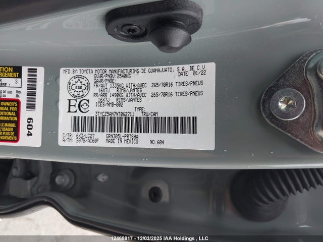 3TYCZ5AN7NT062711 Toyota Tacoma Double Cab/sr/sr5/trd Sport/trd Off Road/trd Pro