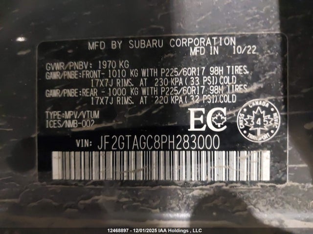 JF2GTAGC8PH283000 Subaru Crosstrek Sport