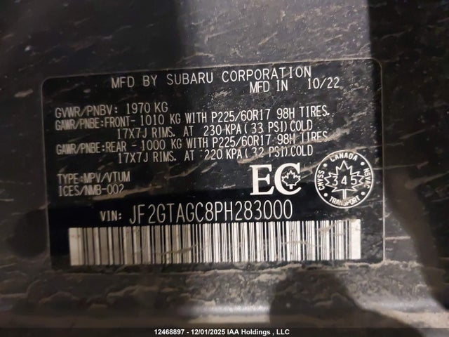 JF2GTAGC8PH283000 Subaru Crosstrek Sport