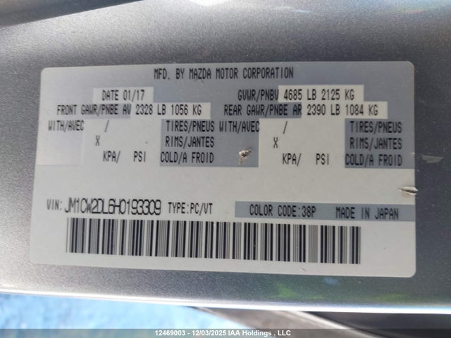 JM1CW2DL6H0193309 Mazda 5 Mazda Gt