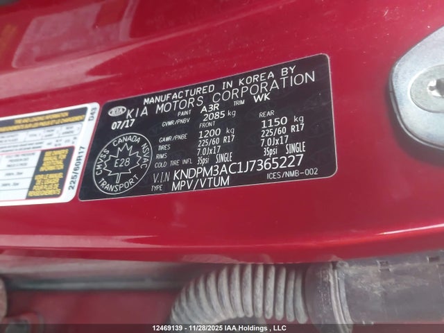 12469139 :رقم المزاد ، KNDPM3AC1J7365227 vin ، 2018 Kia Sportage Lx مزاد بيع