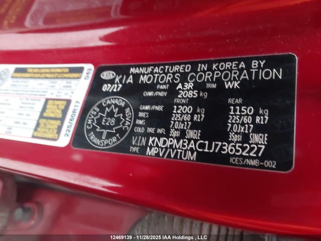 12469139 :رقم المزاد ، KNDPM3AC1J7365227 vin ، 2018 Kia Sportage Lx مزاد بيع
