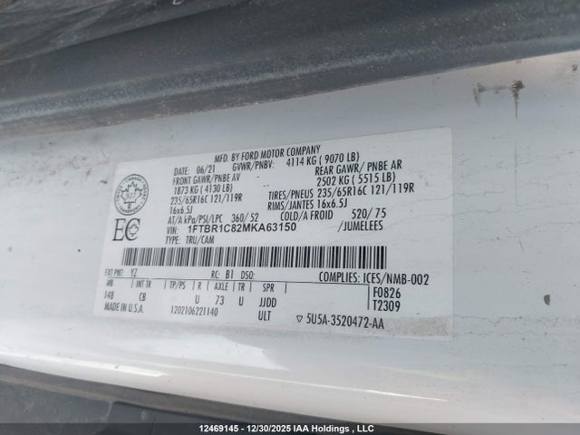 1FTBR1C82MKA63150 Ford Transit-250 Cargo