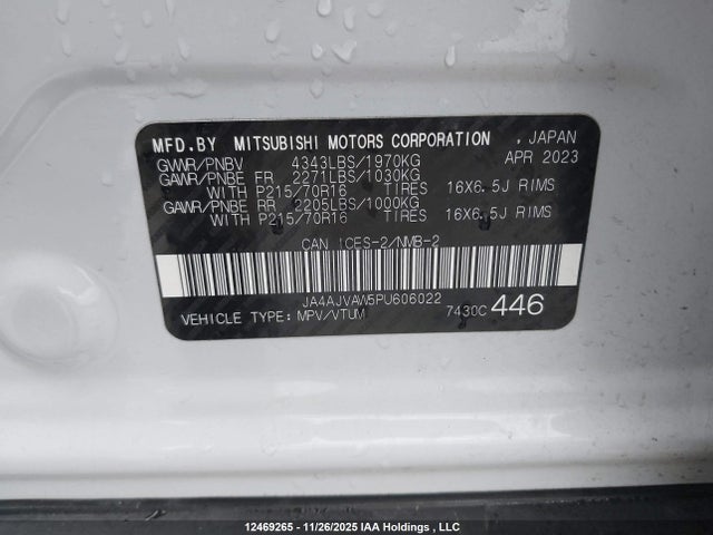 JA4AJVAW5PU606022 Mitsubishi Rvr Se/sel/le/gt