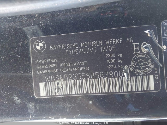 Aukcja sprzedaży 2006 Bmw M5, vin: WBSNB93556B583800, numer aukcji: 12469269
