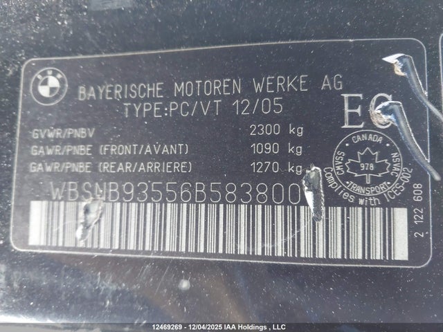 Aukcja sprzedaży 2006 Bmw M5, vin: WBSNB93556B583800, numer aukcji: 12469269