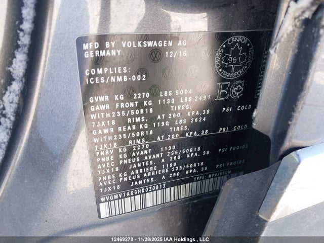 WVGMV7AX3HK020813 Volkswagen Tiguan Comfortline