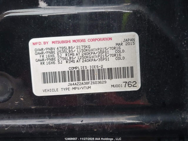 Mitsubishi Outlander Es 2015 JA4AZ2A38FZ603629 Image 17