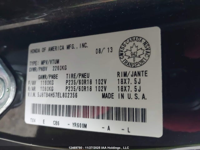 5J8TB4H57EL802356 Acura RDX