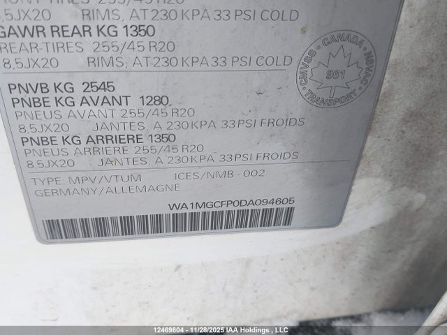 Aukcja sprzedaży 2013 Audi Q5 Premium, vin: WA1MGCFP0DA094605, numer aukcji: 12469804