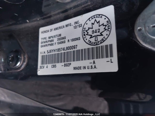 Aukcja sprzedaży 2004 Honda Element Ex, vin: 5J6YH18574L800097, numer aukcji: 12469979