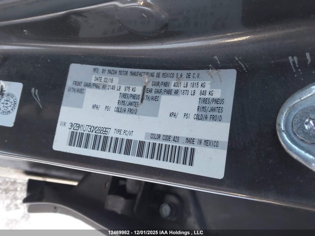 3MZBM1U73GM288997 Mazda 3 SPORT