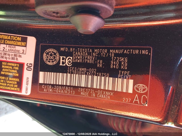 Toyota COROLLA LE 2019 2T1BURHEXKC218750 Image 9