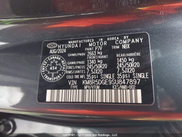 KM8R5DGE9SU847897 Hyundai Palisade Limited