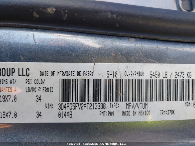 Продажа на аукционе авто 2010 Dodge Journey Sxt, vin: 3D4PG5FV2AT213338, номер лота: 12470194