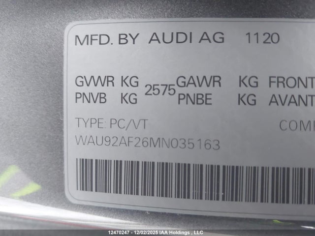 WAU92AF26MN035163 Audi A6 Allroad 3.0t Technik
