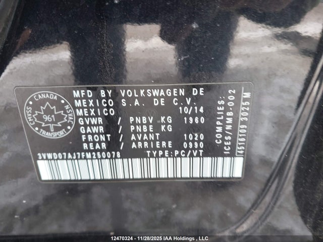 3VWD07AJ7FM250078 Volkswagen Jetta 1.8 Tsi Comfortline/1.8 Tsi Trendline+