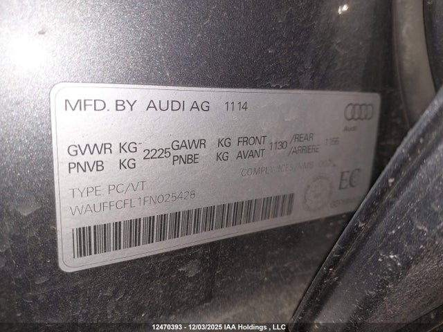 WAUFFCFL1FN025428 Audi flex fuel capable engine